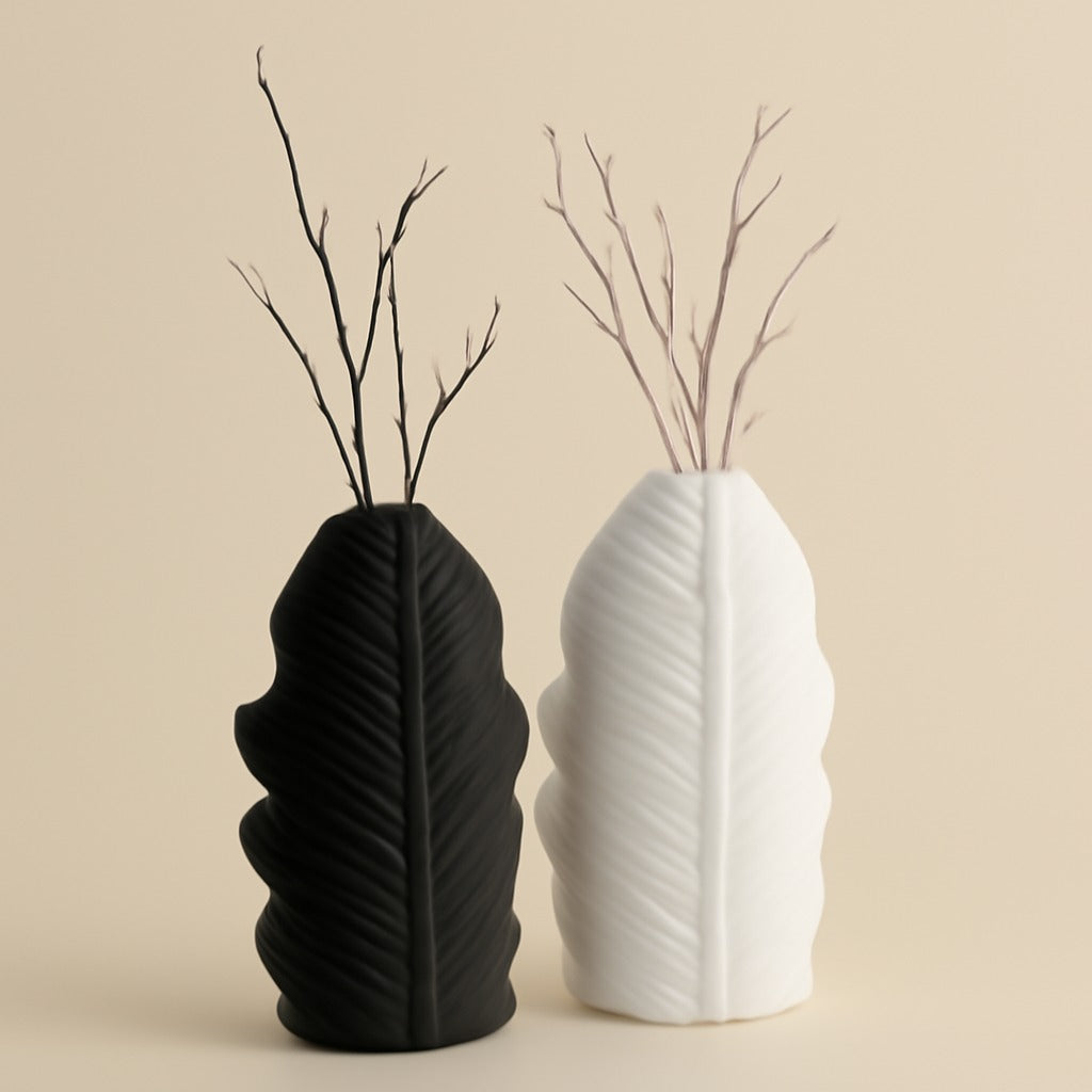 Noirc & Blanc LeafForm Vases