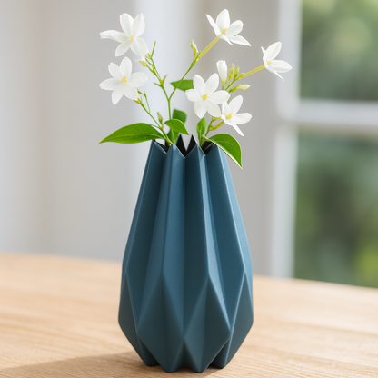 Obsidian Fold – Geometric Vase