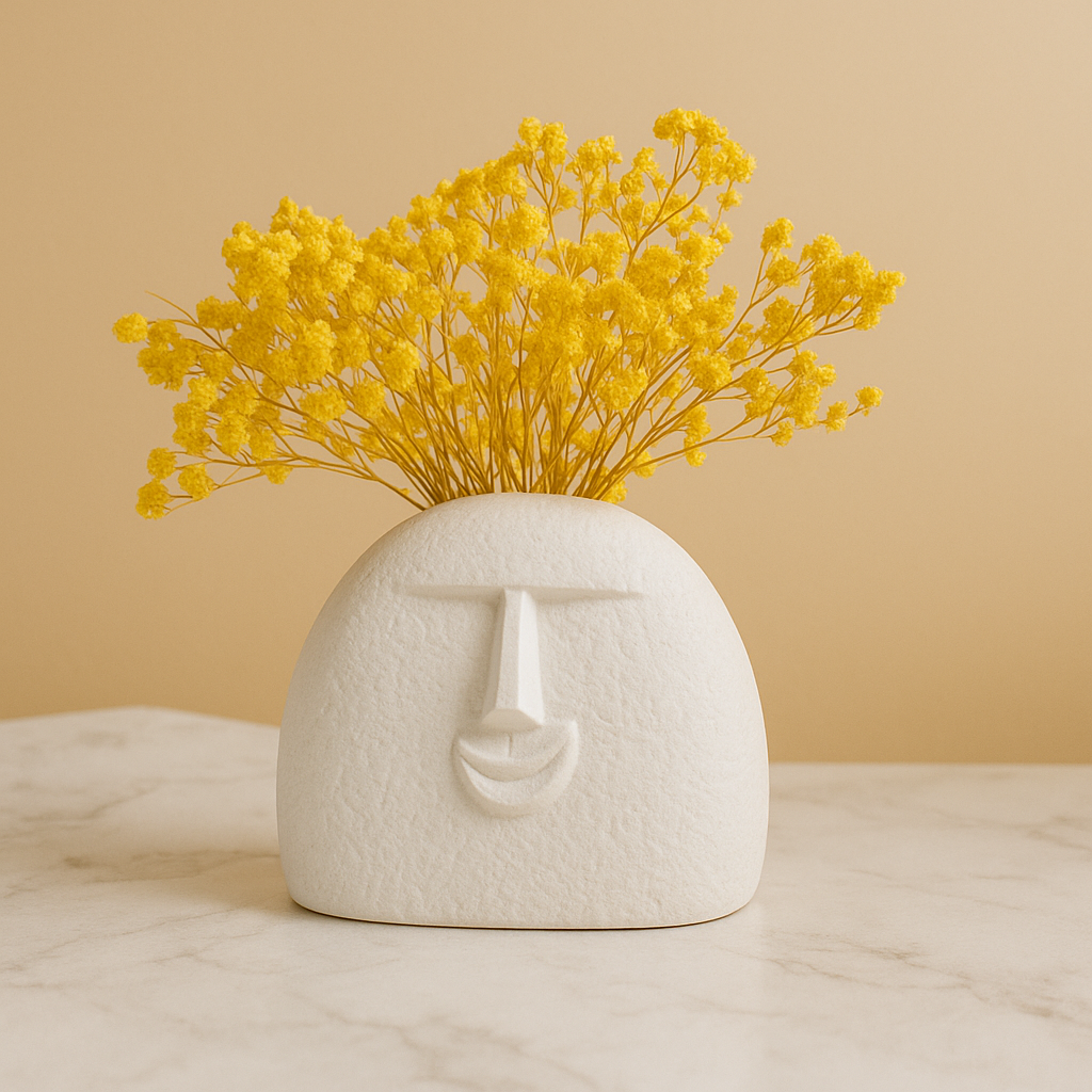 Ivory Muse – Abstract Face Vase