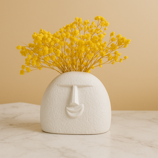 Ivory Muse – Abstract Face Vase