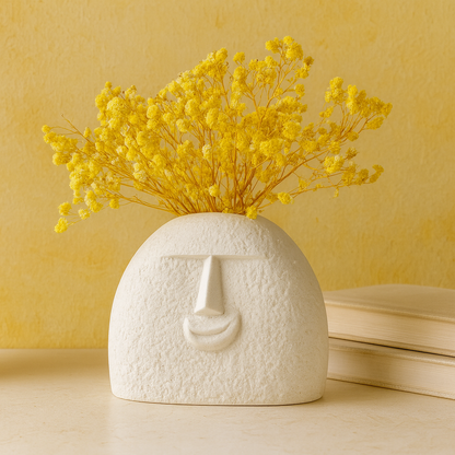 Ivory Muse – Abstract Face Vase
