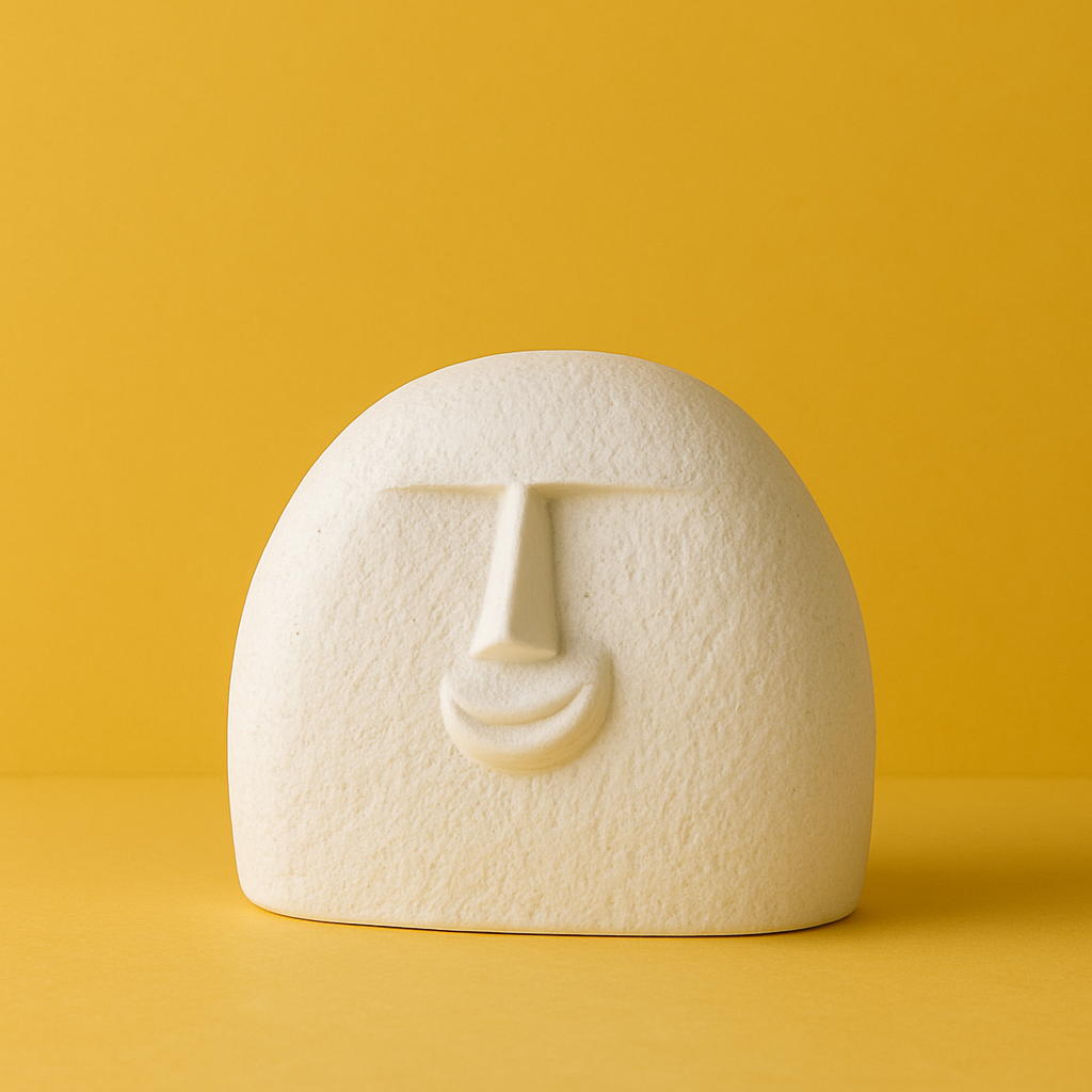 Ivory Muse – Abstract Face Vase